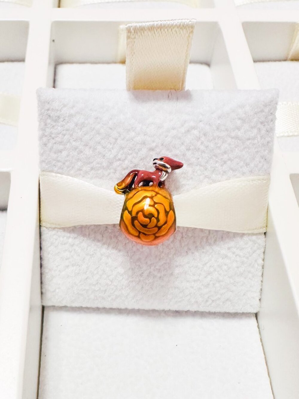 925 Sterling Silver The Little Prince Fox On Rose Charm Fits Pandora